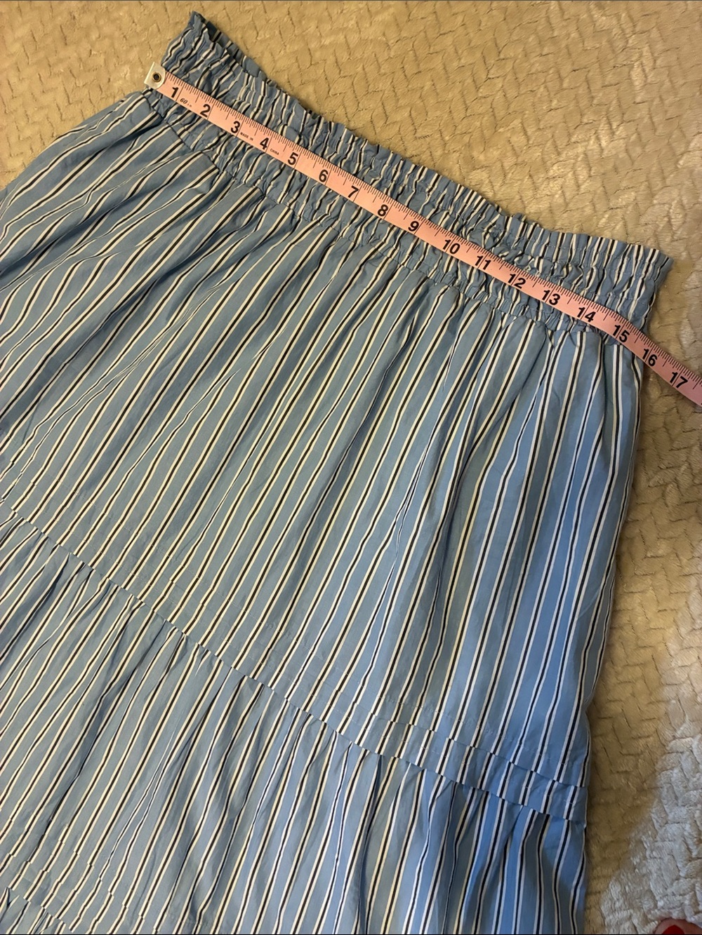 Quince Blue and White Striped Tiered Maxi Skirt - Picture 7 of 8